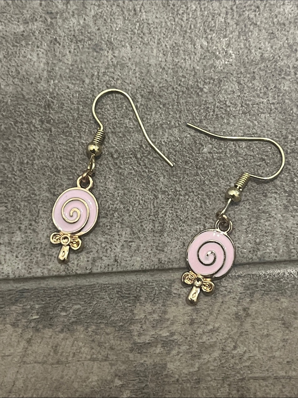 Gold-Tone Pink Spiral Drop Earrings for Women